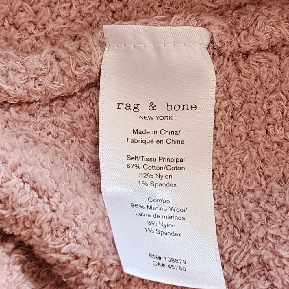 RAG & BONE Valerie Pink & White Fuzzy Crew Neck Sweater M - Picture 5 of 5